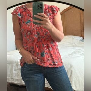 Old Navy Coral Floral Blouse